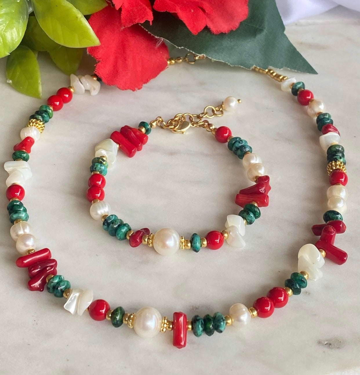 NAVIDAD ENTRE PERLAS Y COLORES (conjunto)