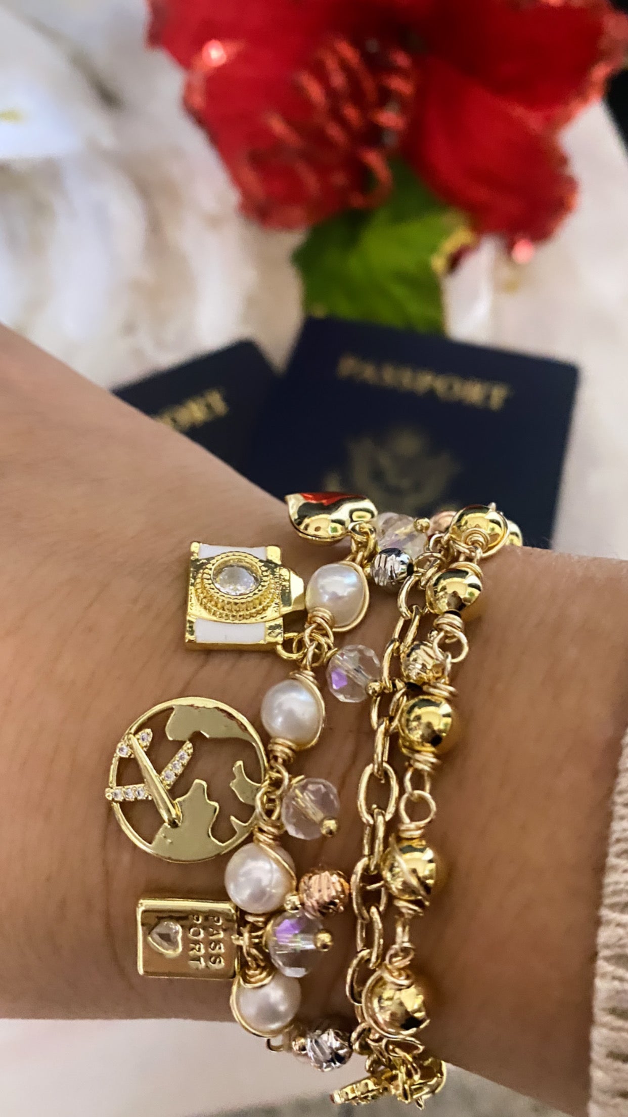 AMAPOLA TRAVEL (pulsera hilo crema)