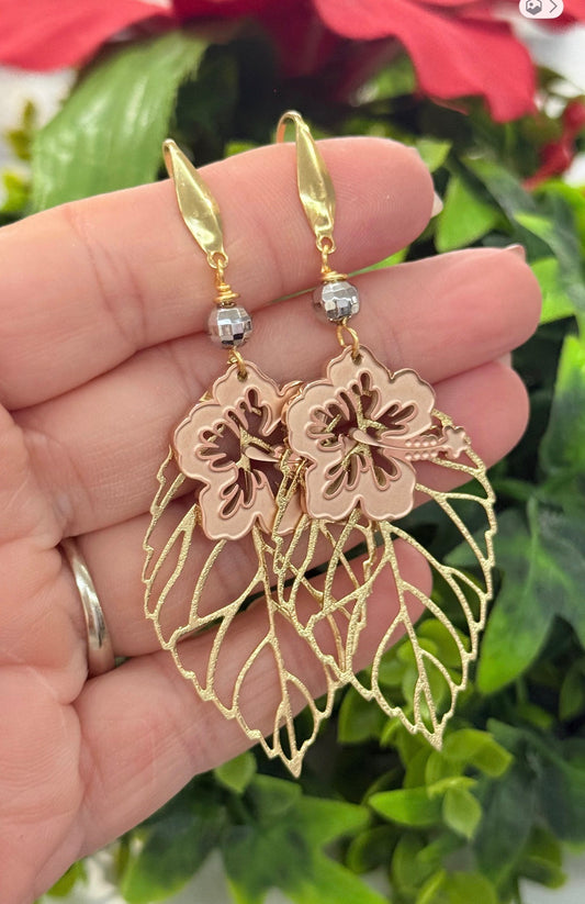 AMAPOLA ROSADA(aretes largos)