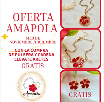 OFERTA AMAPOLA (compra Cadena y pulsera) #aretes gratis