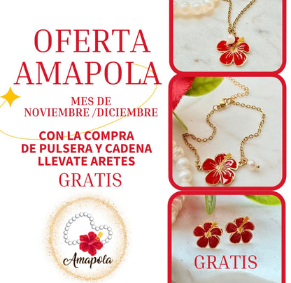OFERTA AMAPOLA (compra Cadena y pulsera) #aretes gratis
