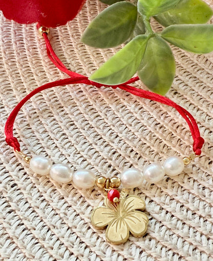 AMAPOLA ENTRE PERLAS (pulseras de hilo)