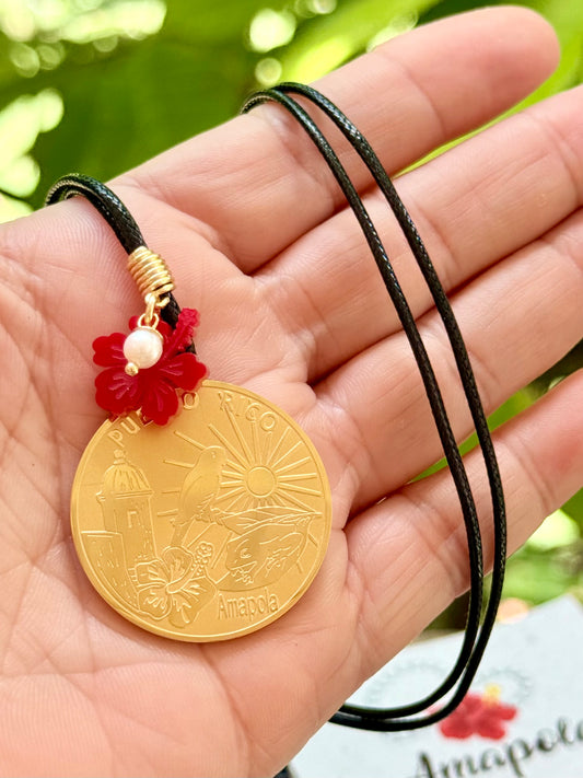 PUERTO RICO, AMAPOLA Y TU(collar de hilo )