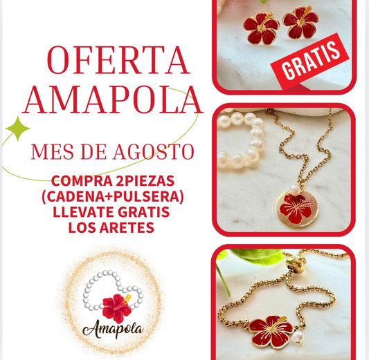 OFERTA AMAPOLA (con la compra Cadena y pulsera) #aretes gratis